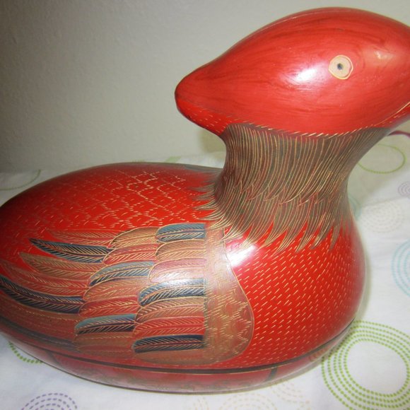 LARGE-2 PIECE, HAND PAINTED & CARVED, BIRD FROM PEOPLES REPUBLIC OF CHINA DECOR - Picture 13 of 16